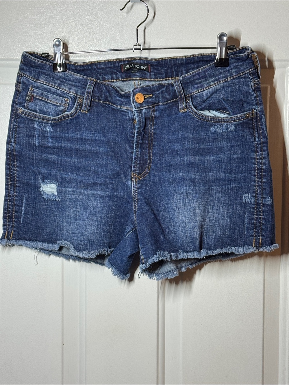 Dear John Blue Frayed Hem Denim Shorts